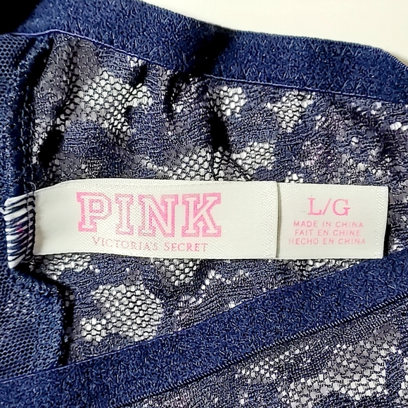 💟PINK Victoria's Secret bralette navy blue lace w/rainbow colored LARGE - Picture 12 of 14